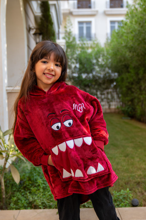 Snuggs Kids Blanket Hoodie Dark Red